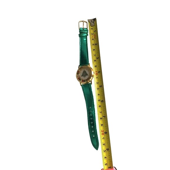WOMENS GREEN LEATHER CHRISTMAS TREE WATCH main image 5